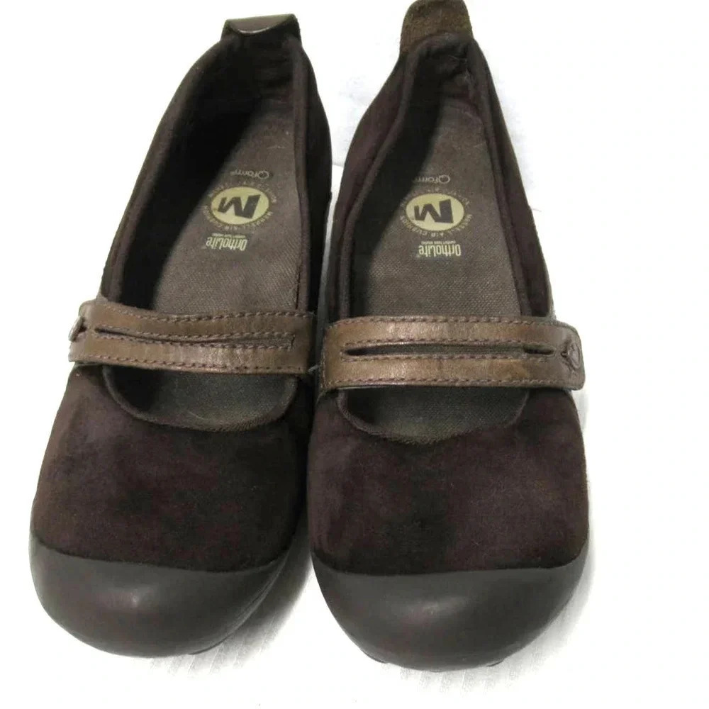 Hiking Outdoors Trail Merrell Slip On Brown Leather & Suede Shoes Women Size 7.5 - Picture 2 of 7